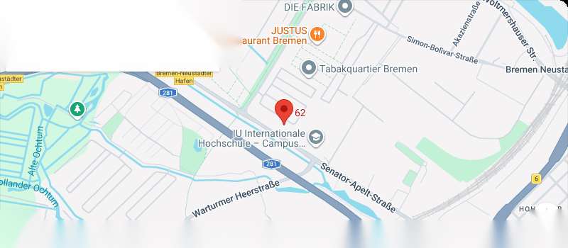 Lageplan der Praxis am Tabakquartier, Bremen